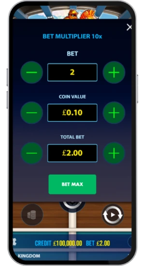 Bet size selection in slot interface