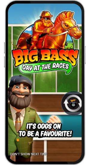 Launching Big Bass Day at the Races demo mode in the casino library
